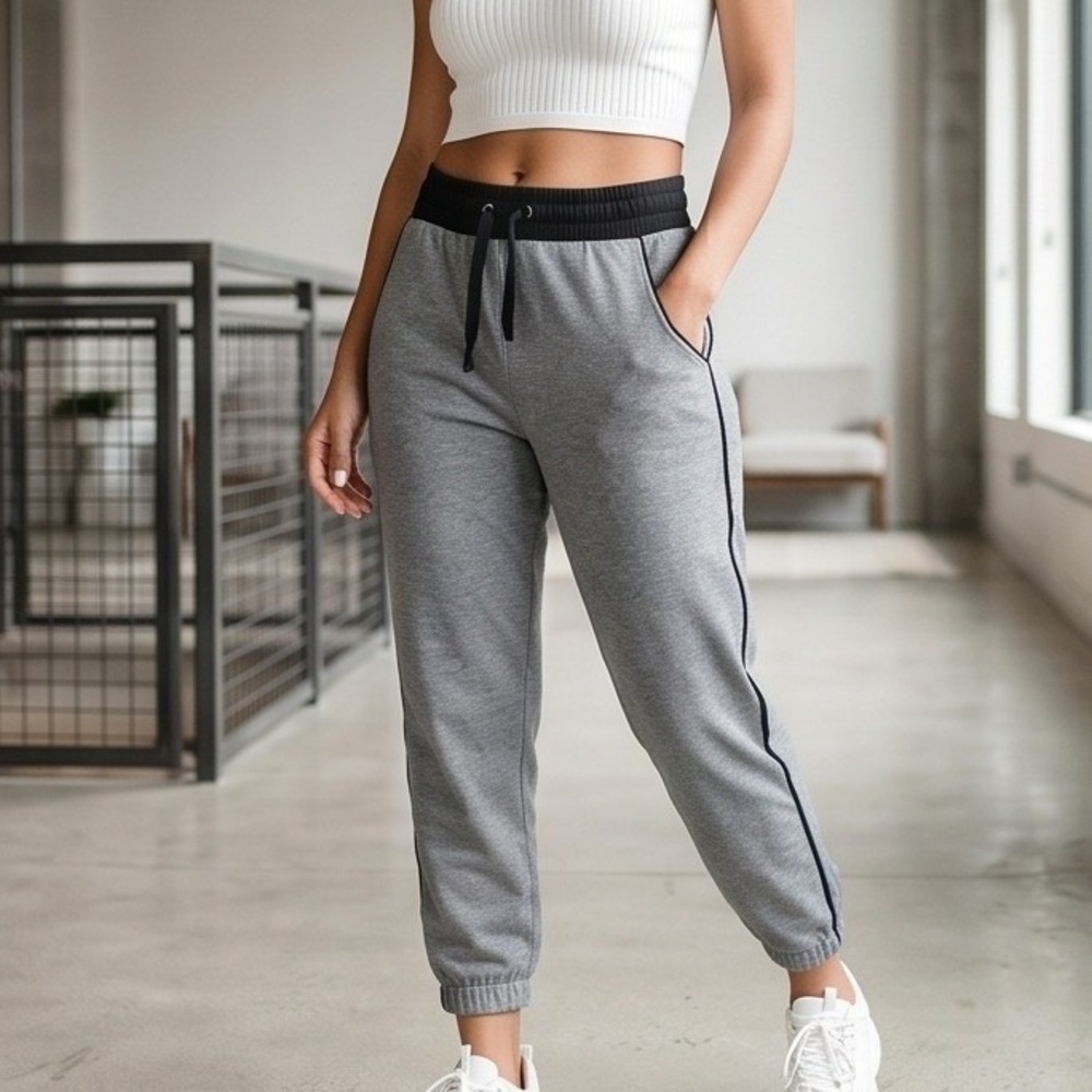 New York Laundry Active L ‎ Womens Gray Joggers Sweatpants Liesure Wear Large